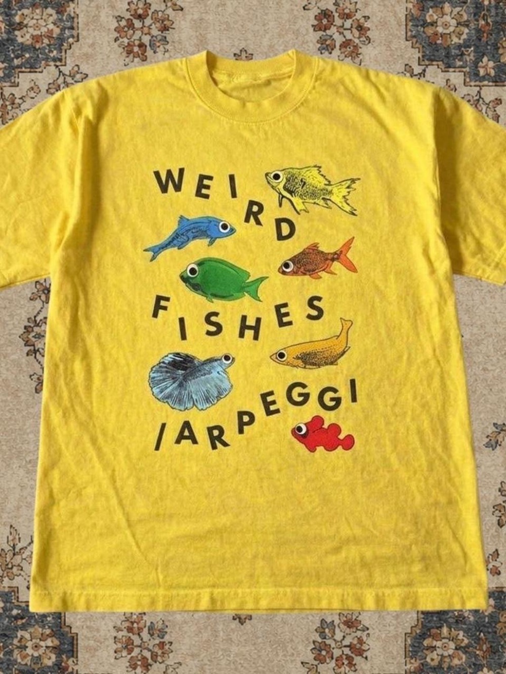 Gildan Yellow 'Weird Fishes / Arpeggi' Graphic Tee